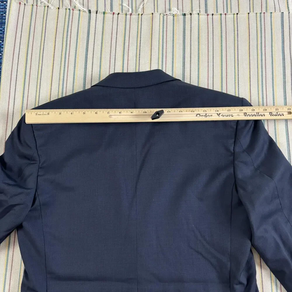 Ermenegildo Zegna Blazer Mens US 38L EU 48L Blue Wool Suit Jacket 2 Button Long